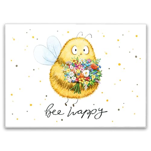 Pummel Biene Schneidebrett in 39x28cm Glas mit Spruch Bee happy Hummel Frühlingsdesign Glückliche Blumen Gezeichnet Küchenhelfer Vesperbrett Pummel Biene Schneidebrett in 39x28cm Glas mit Spruch Bee happy Hummel Frühlingsdesign Glückliche Blumen Gezeichnet Küchenhelfer Vesperbrett von speecheese