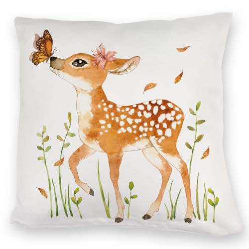 REH Kuschelkissen im Aquarell Stil EIN bequemes DekoKuschelkissen für die Couch Natur Waldtiere Wald Geschenkidee Rehkitz Herbst Geburtstag Sofa Frauen niedlich von speecheese