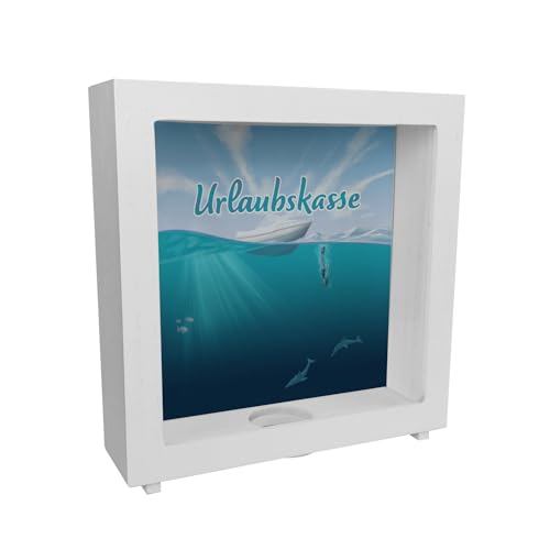 Rahmen Spardose aus Holz im Taucher-Design mit Boot und Text - Urlaubskasse Geschenk für Urlauber die gerne mit einem Boot auf das Meer hinaus Fahren um dort nach Fischen oder Rahmen Spardose aus Holz im Taucher-Design mit Boot und Text - Urlaubskasse Geschenk für Urlauber die gerne mit einem Boot auf das Meer hinaus Fahren um dort nach Fischen oder von speecheese