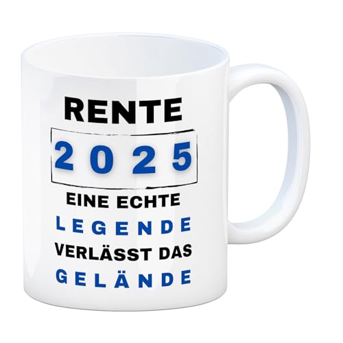 Rente 2025 Kaffeebecher mit Spruch Rente 2025 Legende geht lustige Tasse Witziger Becher Komisch ulkig Spaß nach der Rente Lustiges Geschenk von speecheese