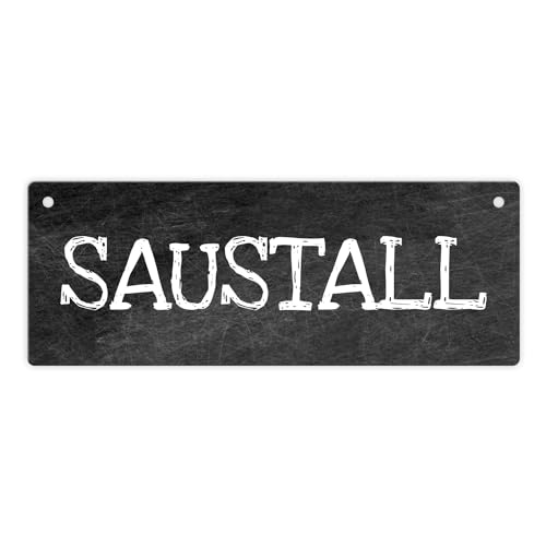 Saustall Metallschild das perfekte Türschild fürs Kinderzimmer Türe Tür-Schild lustig Aluminiumschild neckisch Wohnung Deko Durcheinander Chaos Wirrwarr unaufgeräumt wie Kraut und von speecheese