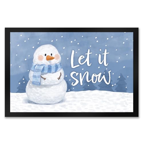 Schneemann im Wintersturm Fußmatte XXL in 50x75 cm mit Spruch Let it Snow EIN bunter Türvorleger für die Eingangstüre Schnee Schneeflocken Fußabstreifer Winter Türmatte Schneemann im Wintersturm Fußmatte XXL in 50x75 cm mit Spruch Let it Snow EIN bunter Türvorleger für die Eingangstüre Schnee Schneeflocken Fußabstreifer Winter Türmatte von speecheese