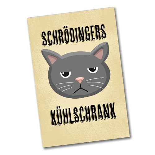 Schrödingers Kühlschrank Souvenir Magnet mit grimmiger Katze lustiger Souvenir Magnet für den Kühlschrank zum Befestigen von Fotos, Postkarten oder Haushaltsplan von Physikern von speecheese