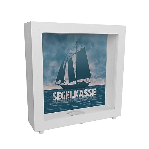 Segelkasse Rahmen Spardose aus Holz mit Segelschiff Sparbüchse aus Keramik für Segler sparen für das Segelschiff oder den nächsten Segeltörn von speecheese