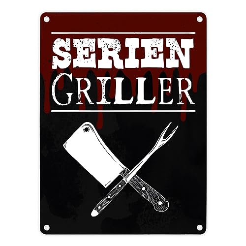 Seriengriller Metallschild in 15x20 cm für den Grill als Gartendeko lustiges Blechschild für die BBQ Grillstation Geschenkidee für Grillparty Grillmeister von speecheese