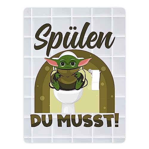 Spülen du musst Metallschild XXL in 28x38 cm für dein Badezimmer ein dekoratives Blechschild für dein WC Galaxy Sauber Händewaschen Filme witzig von speecheese