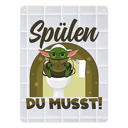 Spülen du musst Metallschild in 15x20 cm für dein Badezimmer ein dekoratives Blechschild für dein WC Galaxy Sauber Händewaschen Filme witzig von speecheese