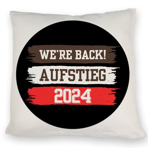 St. Pauli Aufstieg 2024 Kissen mit Spruch We're Back were Hamburg Reeperbahn Landungsbrücken Hafen Wappen - Feiere den Aufstieg mit diesem stylischen Kissen von speecheese