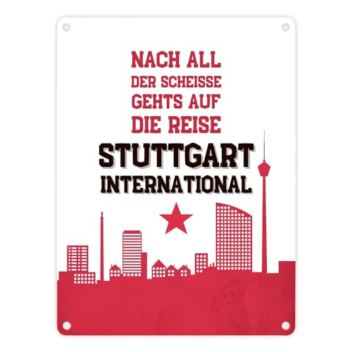 Stuttgart Europapokal Metallschild in 15x20 cm mit Spruch Stuttgart International für Cannstatter Kurve Fan-Gesang Stuttgart-Fan Bad Cannstatt von speecheese