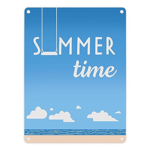 Summertime Metallschild in 15x20 cm für den Sommer schlichtes Blechschild für die Sommerzeit als Dekoration für den Balkon oder das Wohnzimmer von speecheese