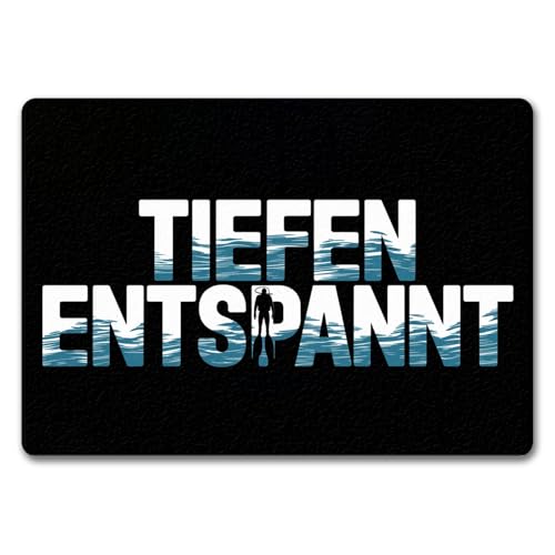 Taucher Silhouette - TIEFEN ENTSPANNT Fußmatte in 35x50 cm ohne Rand Lustige Schmutzfangmatte mit Spruch und Design Taucher Silhouette - TIEFEN ENTSPANNT Fußmatte in 35x50 cm ohne Rand Lustige Schmutzfangmatte mit Spruch und Design von speecheese
