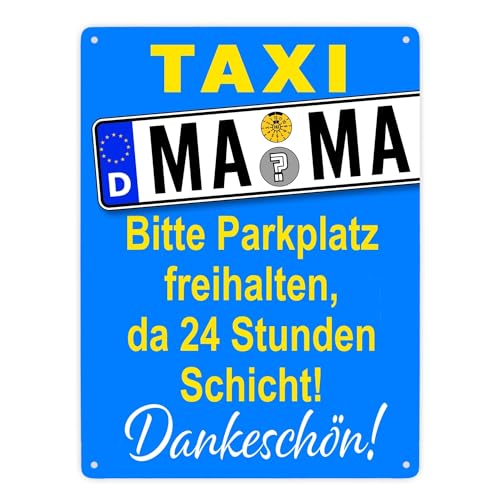 Taxi Mama Metallschild XXL in 28x38 cm in Blau-Gelb zum Thema Mutter sein Familie Metall-Schild Kinder Blechschild Mutter Aluminium Schild Taxi von speecheese