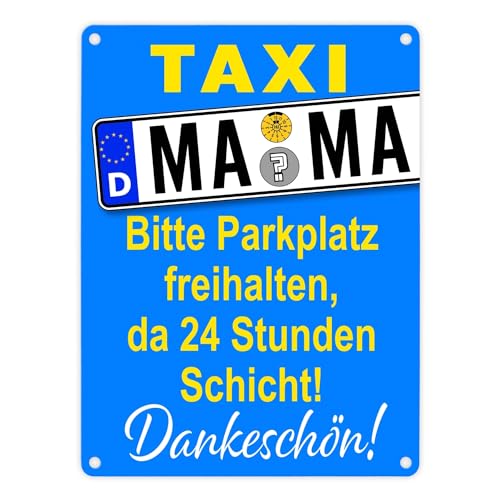 Taxi Mama Metallschild in 15x20 cm in Blau-Gelb zum Thema Mutter sein Familie Metall-Schild Kinder Blechschild Mutter Aluminium Schild Taxi von speecheese