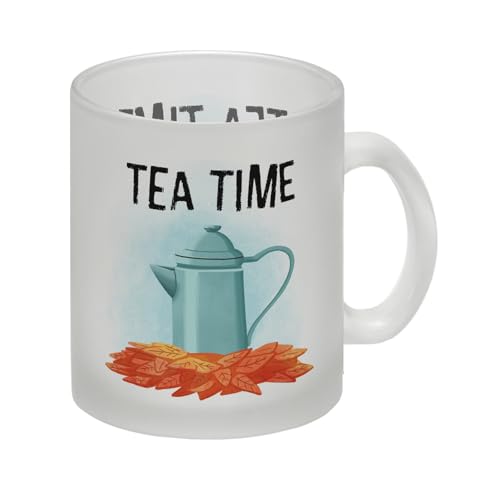Tea Time Teekanne Glas Tasse für den Herbst schöne Kaffeetasse für den Herbst mit gemütlichem Motiv für Teeliebhaber die eine besondere Tasse wollen Glas Tasse Du suchst nach von speecheese