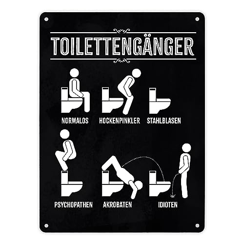 Toilettengänger Metallschild XL in 21x28 cm mit witzigem Motiv Blechschild für die Toilette mit lustigem Look in Schwarz Dekoration für das Klo Badezimmer Schild witzige Deko WC Toilettengänger Metallschild XL in 21x28 cm mit witzigem Motiv Blechschild für die Toilette mit lustigem Look in Schwarz Dekoration für das Klo Badezimmer Schild witzige Deko WC von speecheese