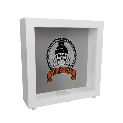 Totenkopf Finger Weg Rahmen Spardose aus Holz Diese Sparbüchse beschützt Dein Geld vor Langfingern Skull Sparschwein Schädel Knochen Totenköpfe dekorativ von speecheese