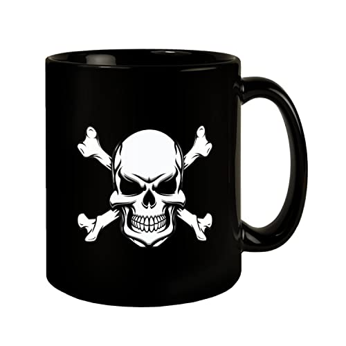 Totenkopf mit gekreuzten Knochen Kaffeebecher in schwarz Totenkopf mit gekreuzten Knochen Kaffeebecher in schwarz von speecheese