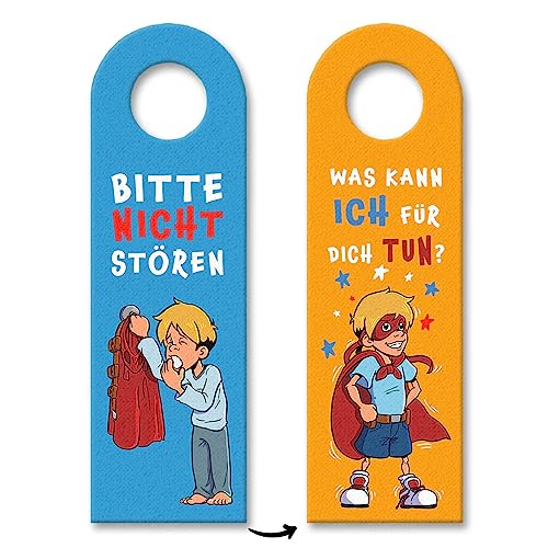 Türhänger Superheldenmotiv - Bitte nicht stören oder Was kann ich für dich tun Cooles Superhelden Türschild für kleine blonde Superjungs die gerne mal Superheld spielen und immer von speecheese