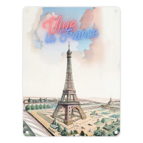 Vive la France Eiffelturm Metallschild in 15x20 cm im retro Look zum Thema ParisEs lebe Paris Metall-Schild Paris Blechschild Sehenswürdigkeiten Aluminium Schild Eiffelturm Vive von speecheese
