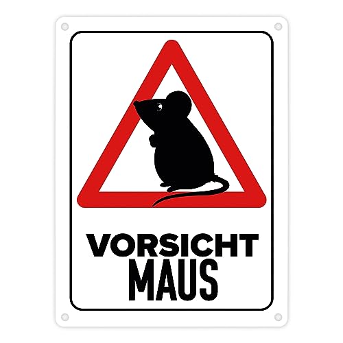 Vorsicht Maus Metallschild in 15x20 cm mit Maus Silhouette witziges Blechschild für Mäusehalter lustige Warnung vor der Maus Käfigdekoration von speecheese