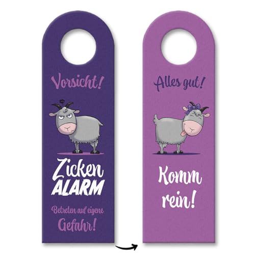Vorsicht Zickenalarm Türhänger 3er Set mit süßen Ziegen originelles Türschild für das Kinderzimmer deiner Tochter oder die Türklinke deiner besten Freundin von speecheese