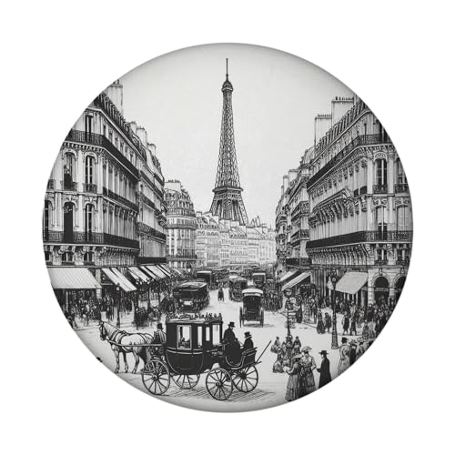 Wahrzeichen von Paris Retro Eiffelturm Souvenir Magnet mit Flaschenöffner rund Altes Paris 1900 Bild Historische Stadtansicht Architektur Epoche von speecheese