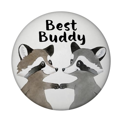 Waschbär Bruder und Kumpel Magnet rund rund mit Spruch Best Buddy Mann Kerl Best Buddy Fist Bump - Brüder und Freunde Faustgruß Magnet-Geschenk von speecheese