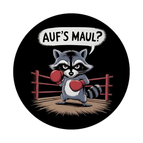 Waschbär mit Boxhandschuhen - Aufs Maul Magnet mit Flaschenöffner Ernster Waschbär im hölzernen Boxring - Runde Illustration mit roten Boxhandschuhen für Aufs Maul Waschbär mit Boxhandschuhen - Aufs Maul Magnet mit Flaschenöffner Ernster Waschbär im hölzernen Boxring - Runde Illustration mit roten Boxhandschuhen für Aufs Maul von speecheese