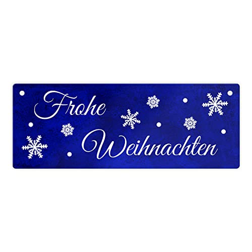 Weihnachten Metallschild in blau zum Thema WeihnachtenDezember Metall-Schild Weihnachten Blechschild Frohe Weihnachten Aluminium Schild Schneeflocke von speecheese