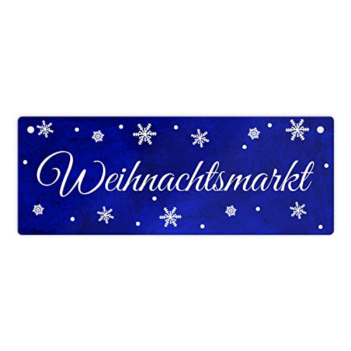 Weihnachten Metallschild in blau zum Thema WeihnachtenDezember Metall-Schild Weihnachten Blechschild Weihnachtsmarkt Aluminium Schild Schneeflocke von speecheese