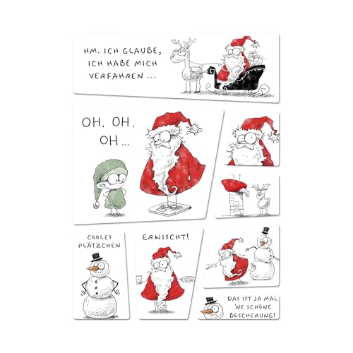 Weihnachtsmann Kühlschrankmagnete im Cartoon-Stil acht lustige Magnete für den Kühlschrank lustiger Weihnachtsmagnet Männer Comic Kühlschrankmagnete Set Weihnachten Kritzel von speecheese