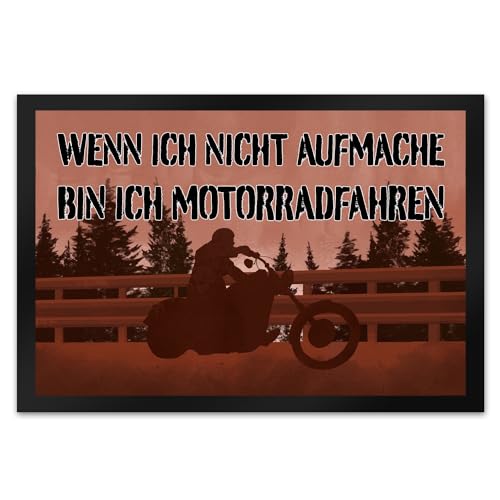 Wenn ich Nicht aufmache Bin ich Motorradfahren Fußmatte XL in 40x60 cm mit Chopper witziger Fußabtreter mit Spruch als Geschenk für Biker und Motorradfahrer die es lieben mit dem von speecheese