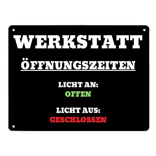 Werkstatt Öffnungszeiten Metallschild XL in 21x28 cm perfekt für Handwerker zum Geburtstag Arbeit Blechschild Mechaniker dekorativ Werkstatt Öffnungszeiten Metallschild XL in 21x28 cm perfekt für Handwerker zum Geburtstag Arbeit Blechschild Mechaniker dekorativ von speecheese