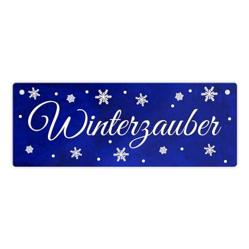 Winter Metallschild in blau zum Thema WinterDezember Metall-Schild Winter Blechschild Winterzauber Aluminium Schild Schneeflocke von speecheese