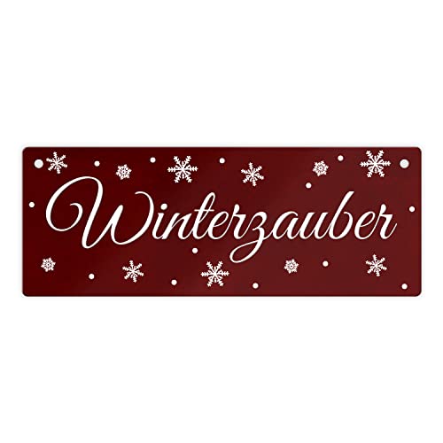 Winterzauber Metallschild XL Dank der 2 vorgebohrten Löcher lässt sich das Metallschild einfach montieren. mit Winter Motiv von speecheese