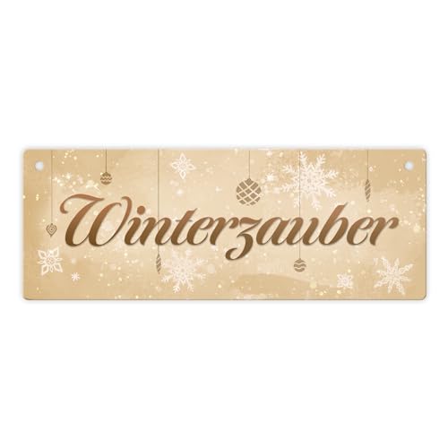 Winterzauber mit schönen Schneeflocken und Christbaumkugeln Metallschild weihnachtliches Dekoschild um etwas Weihnachtsstimmung in die Wohnung zu bringen als Geschenk für Freunde von speecheese