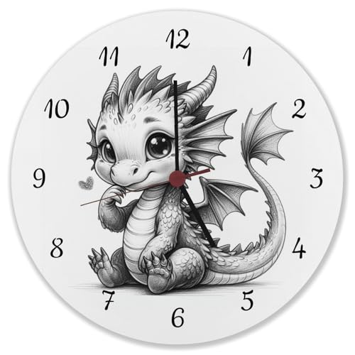 niedlicher Babydrache Wanduhr Süßer Ruhender Drache Niedliche Pose Dasitzendes Fantasiewesen Deko für Kinderzimmer niedlicher Babydrache Wanduhr Süßer Ruhender Drache Niedliche Pose Dasitzendes Fantasiewesen Deko für Kinderzimmer von speecheese