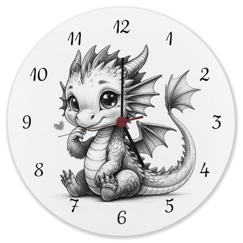 niedlicher Babydrache Wanduhr aus Alu Süßer Ruhender Drache Niedliche Pose Dasitzendes Fantasiewesen Deko für Kinderzimmer niedlicher Babydrache Wanduhr aus Alu Süßer Ruhender Drache Niedliche Pose Dasitzendes Fantasiewesen Deko für Kinderzimmer von speecheese