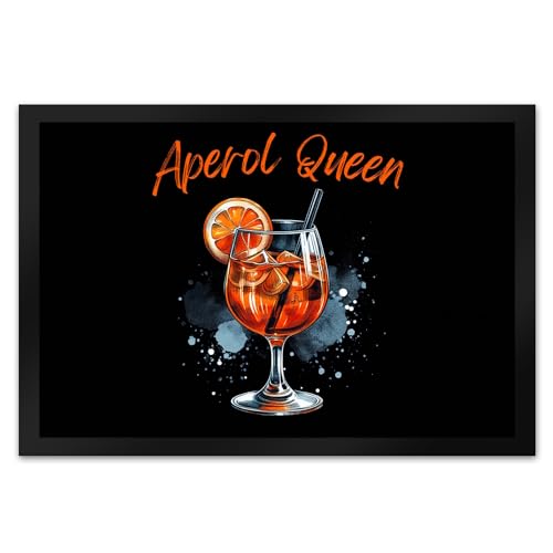 speecheese Aperol Queen Fußmatte XL in 40x60 cm Trinkglas-Design Cocktailglas-Motiv Orange Aperitif Alkohol Sommergetränk Stil Fußmatte XL in 40x60 cm für Aperol-Liebhaber von speecheese