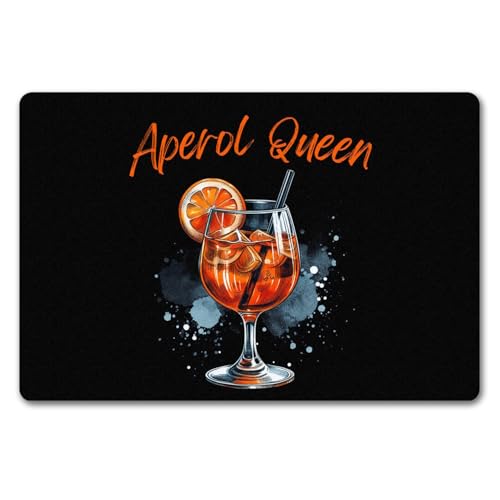 speecheese Aperol Queen Fußmatte in 40x60 cm ohne Rand Trinkglas-Design Cocktailglas-Motiv Orange Aperitif Alkohol Sommergetränk Stil Fußmatte in 40x60 cm ohne Rand für Aperol-Liebhaber von speecheese