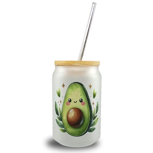 Avocado Trinkglas mit Bambusdeckel Süße Liebe mit Herz-Design Liebenswert putzige Avocado-Gläser Bezaubernde Idee von speecheese