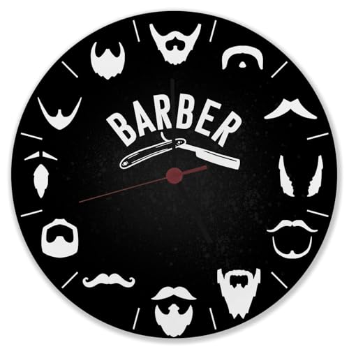 speecheese Barber Wanduhr mit unterschiedlichen Barttypen Witzige Uhr für Männer mit Bart oder als stilvolle Deko in deinem eigenen Barbershop von speecheese