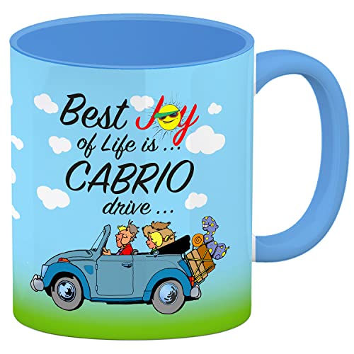 speecheese Best Joy of Life is… Cabrio drive… Kaffeebecher Hellblau von speecheese