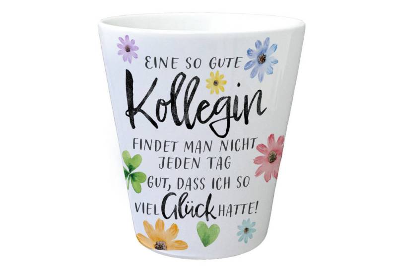 speecheese Blumentopf Blüten und Blätter Blumentopf mit Spruch Glück gehabt toller Kollegin von speecheese