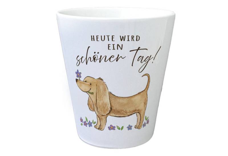 speecheese Blumentopf Dackel mit Blume Blumentopf mit Spruch Heute wird ein schöner Tag von speecheese