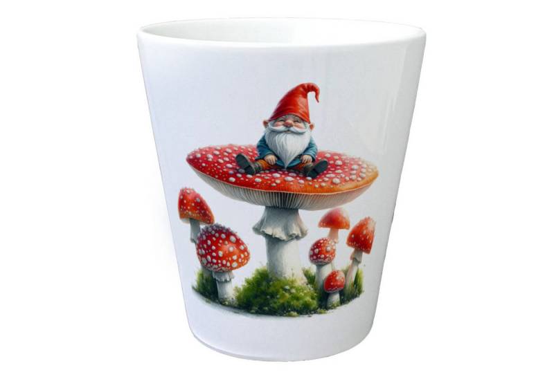 speecheese Blumentopf Gartenzwerg auf Fliegenpilz Blumentopf von speecheese