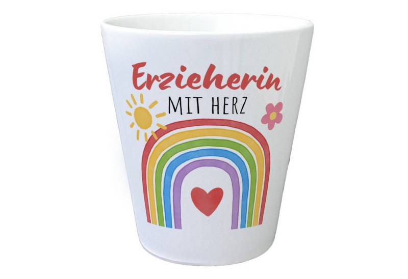 speecheese Blumentopf Regenbogen Blumentopf mit Spruch Erzieherin mit Herz von speecheese