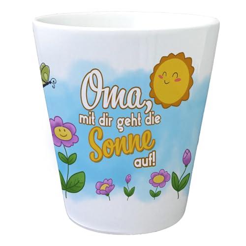 speecheese Blumenwiese Blumentopf mit Spruch Oma mit dir geht die Sonne auf für Omi Übertopf Schmetterlingen Sonnenschein Garten Liebe Großmutter von speecheese