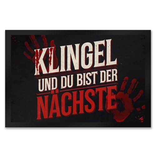 speecheese Blutiger Handabdruck Horror Fußmatte XXL in 50x75 cm - Klingel und du bist der Nächste Für Horror-Fans Gruseliges Design mit blutrotem Schriftzug auf dunklem Hintergrund - speecheese Blutiger Handabdruck Horror Fußmatte XXL in 50x75 cm - Klingel und du bist der Nächste Für Horror-Fans Gruseliges Design mit blutrotem Schriftzug auf dunklem Hintergrund - von speecheese