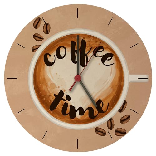 speecheese Coffee time Kaffee Wanduhr Uhr mit Kaffeetasse Dekoration für Kaffees Küche oder als Überraschung für Kaffeetrinker die ununterbrochen Latte Trinken von speecheese